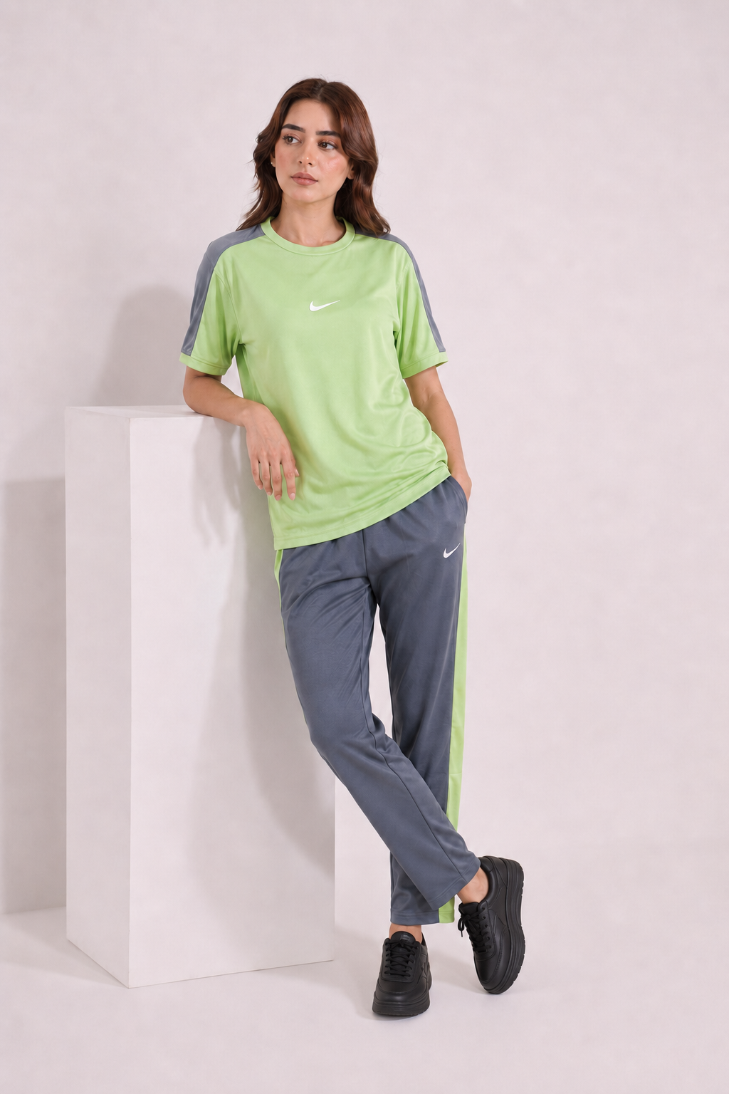 Nik Pastel Lime and Gray Dri-Fit Tracksuit - F