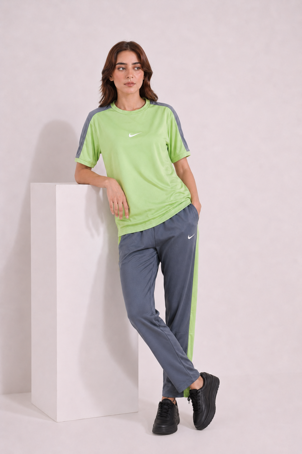 Nik Pastel Lime and Gray Dri-Fit Tracksuit - F