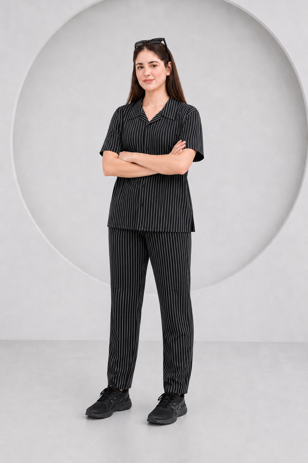 Baigino Black Streak Button Down Co-ord Set - F