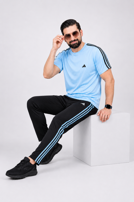 ADI Ice Blue and Black Dri-Fit Tracksuit