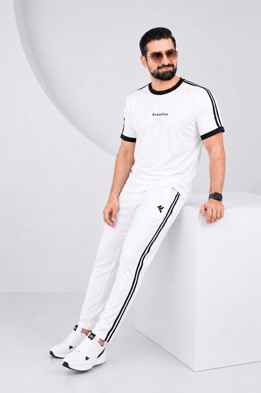 KF White with Black stripes Ultra Soft Dri-Fit Tracksuit