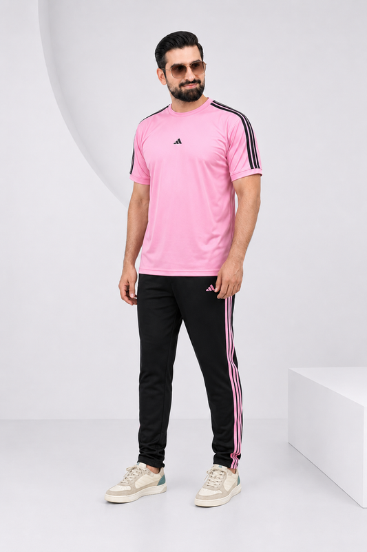 Adi Pink and Black Ultra Soft Dri-Fit Tracksuit