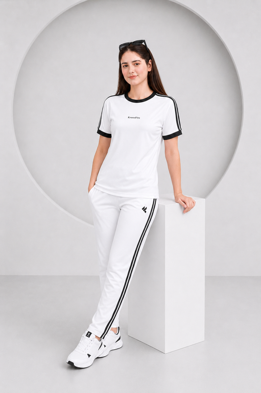KF White with Black stripes Ultra Soft Dri-Fit Tracksuit - F