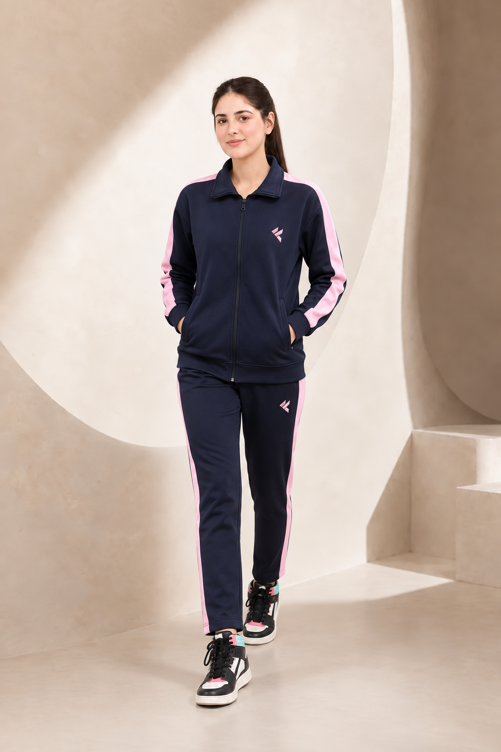 KF Blue & Pink Full Sleeves Winter Tracksuit - F
