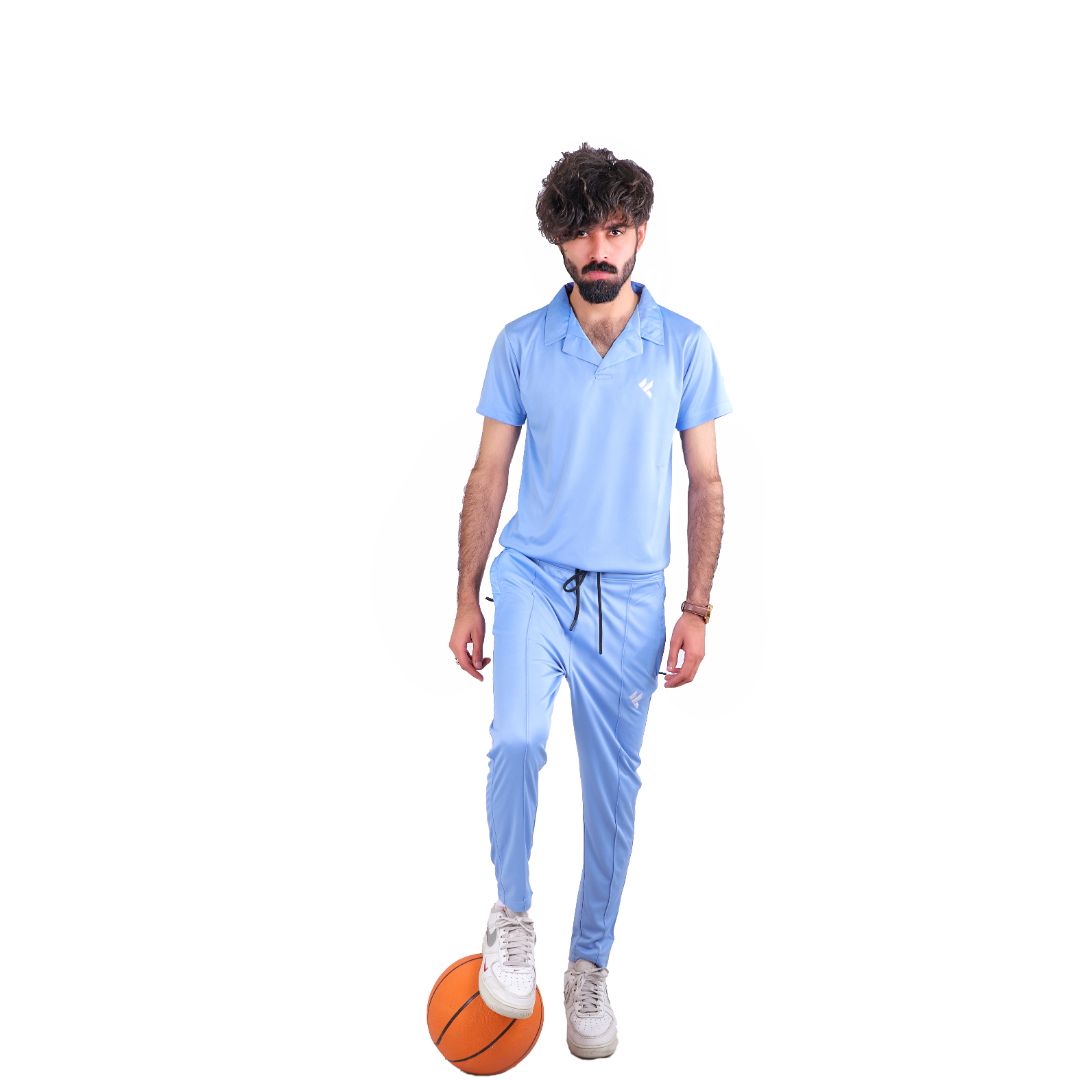 KF Sky Blue With Collar Style Dri-Fit Tracksuit