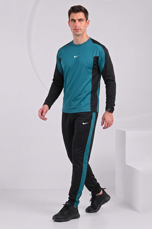 Nik Teal and Black Full Sleeves Dri-Fit Tracksuit