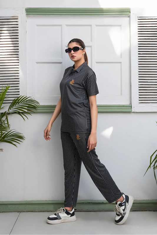Baigino Black Streak Co-ord Set - F