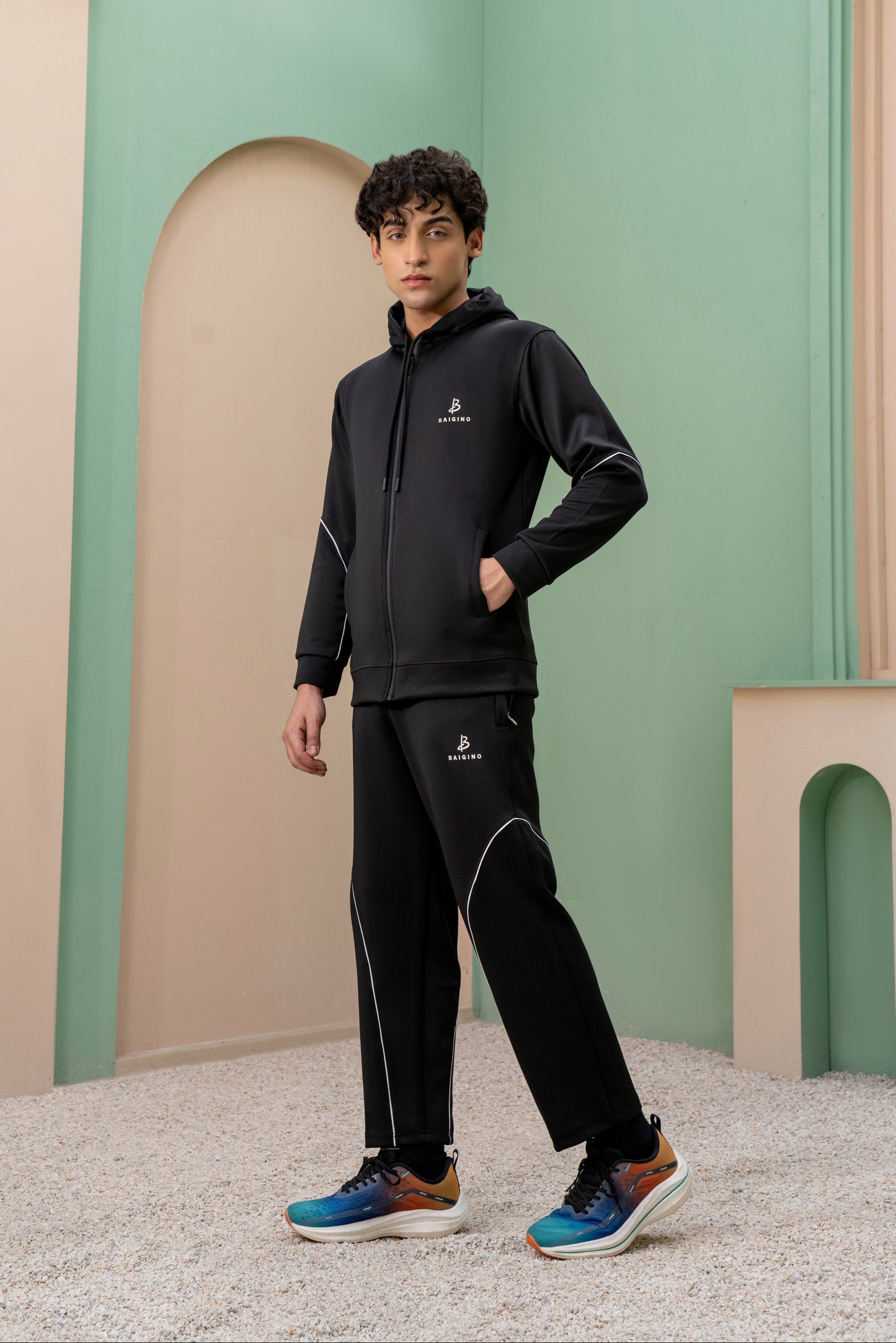 Black Momentum Tracksuit | Imported Scuba Fabric | 4-Way Stretch