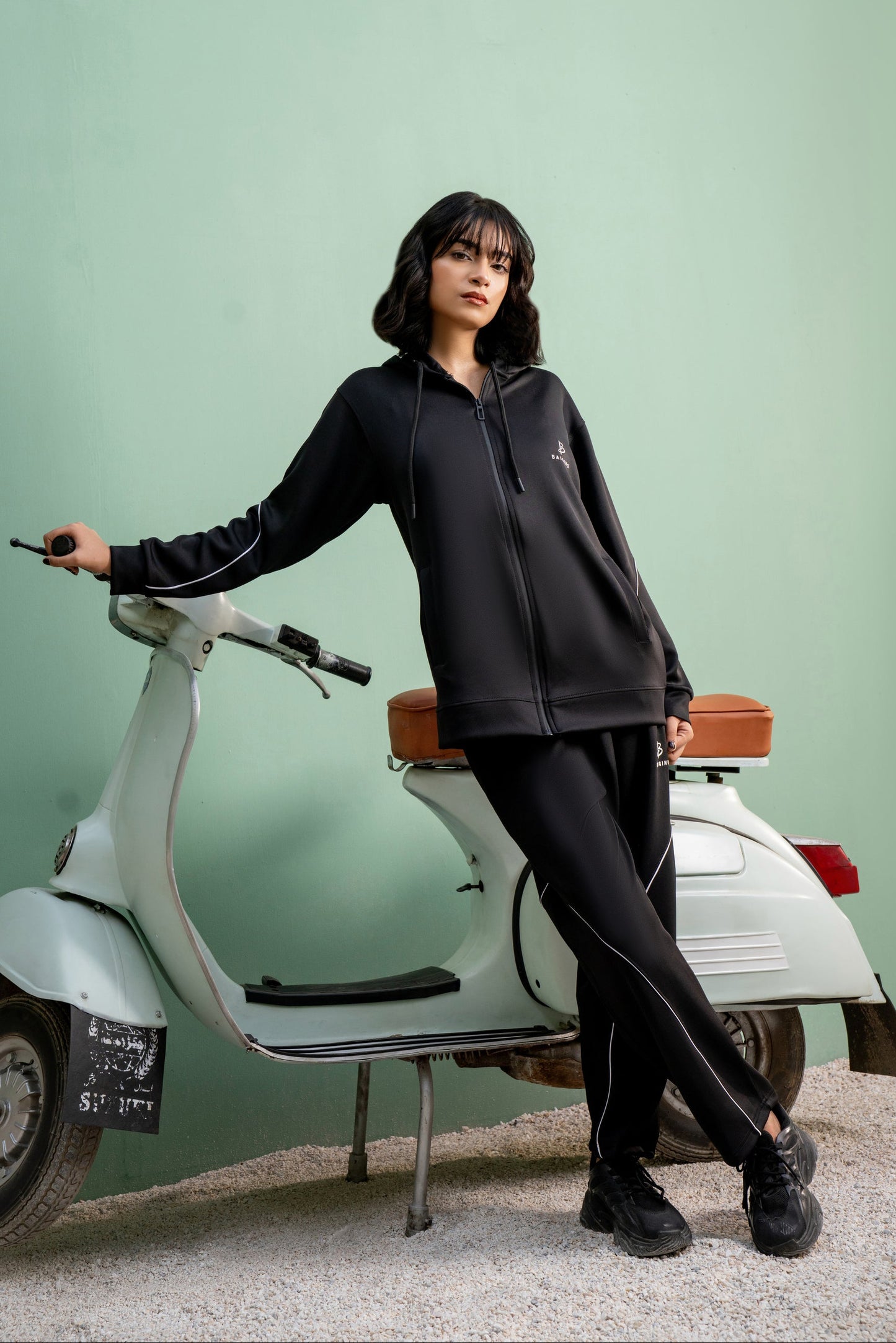 Black Momentum Tracksuit | Imported Scuba Fabric | 4-Way Stretch - F