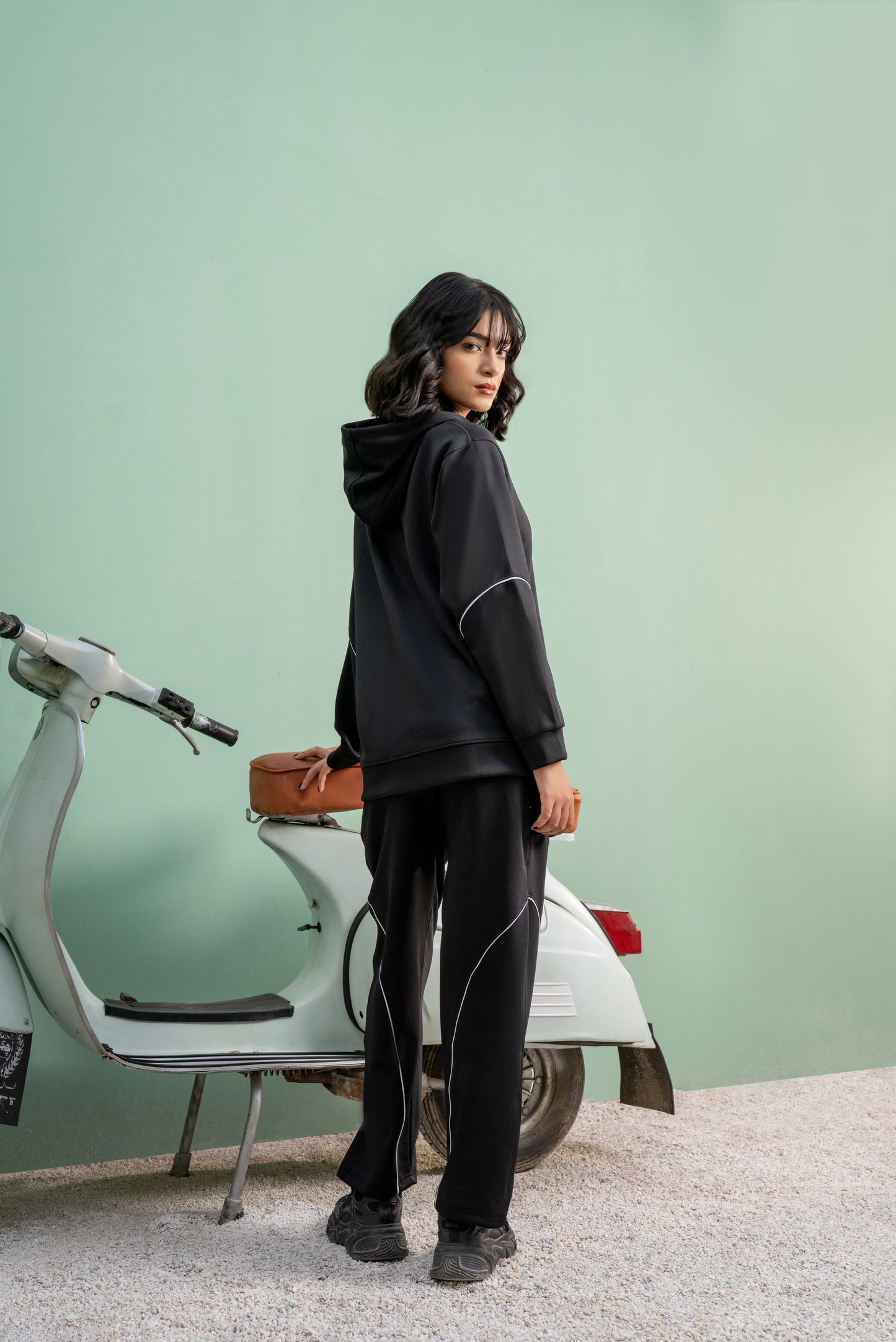 Black Momentum Tracksuit | Imported Scuba Fabric | 4-Way Stretch - F