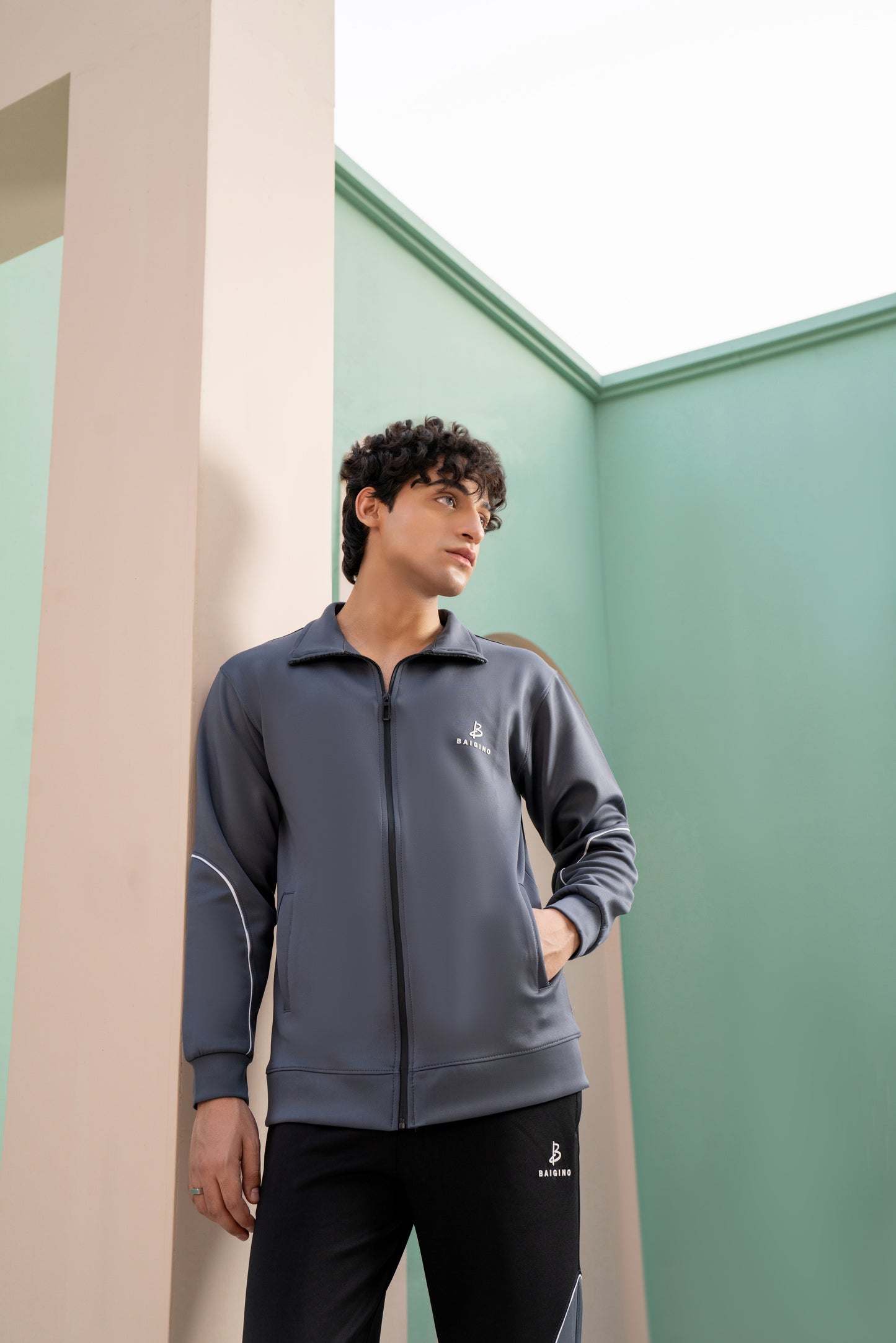 Charcoal & Black Tracksuit | Imported Scuba Fabric | 4-Way Stretch