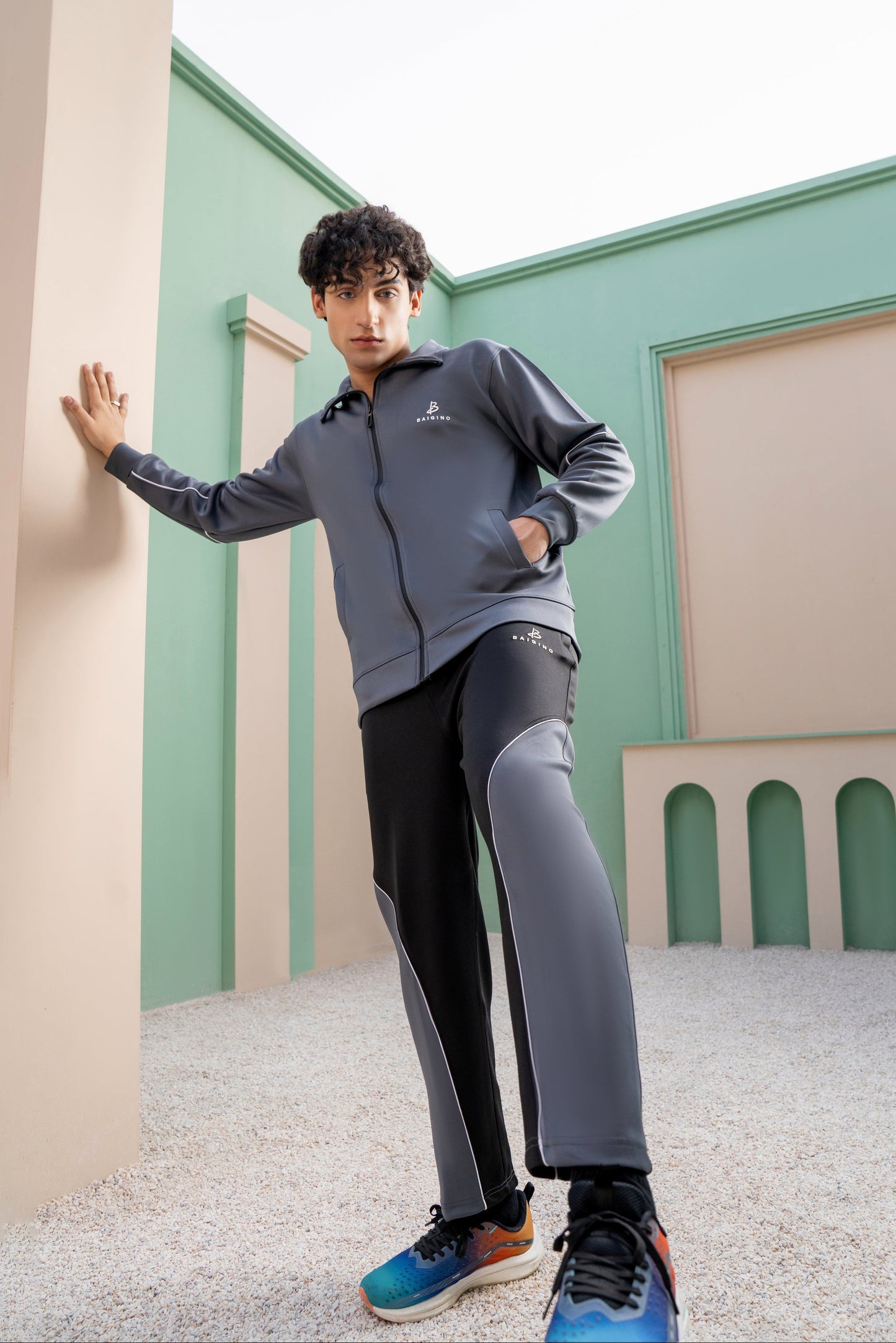 Charcoal & Black Tracksuit | Imported Scuba Fabric | 4-Way Stretch