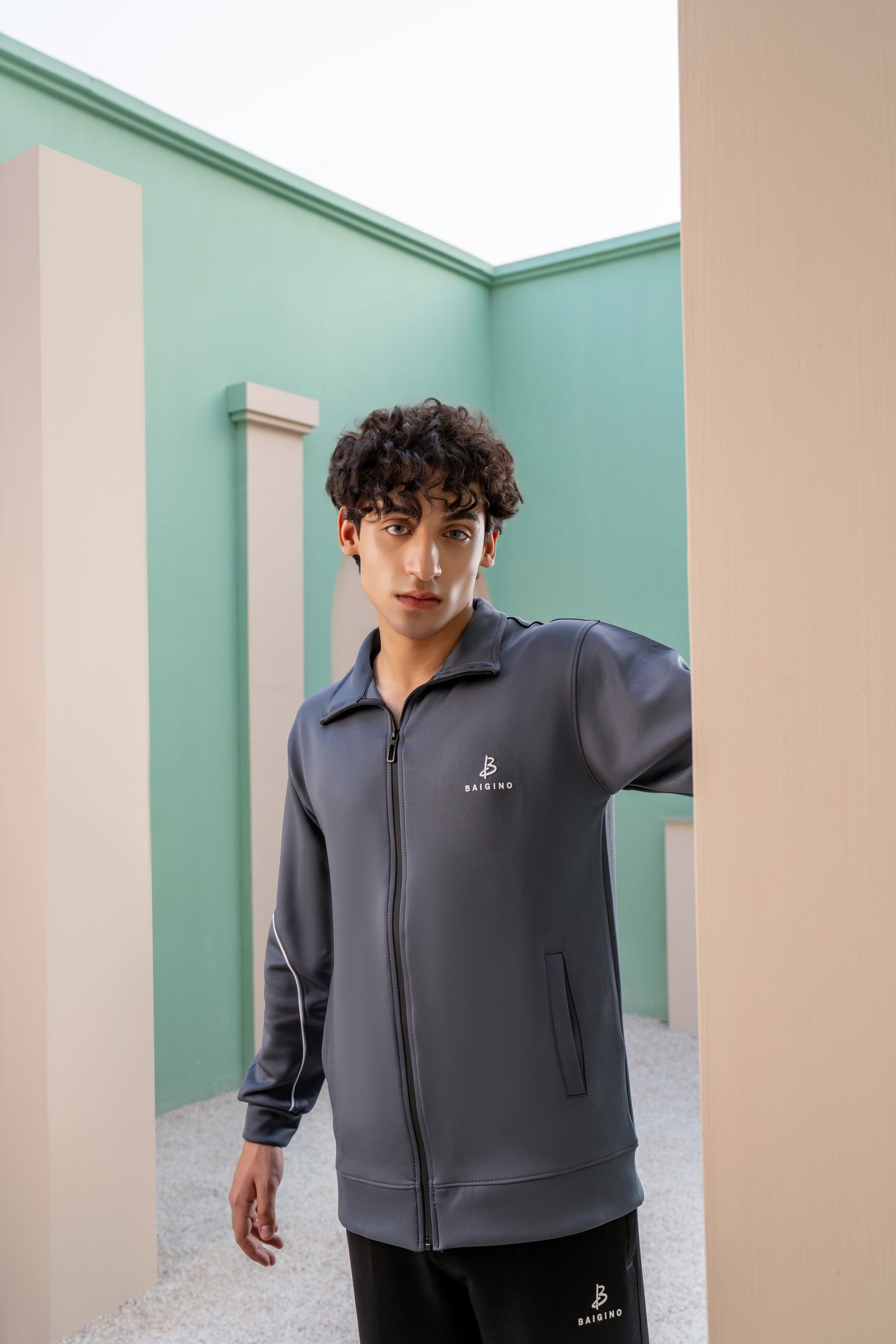 Charcoal & Black Tracksuit | Imported Scuba Fabric | 4-Way Stretch