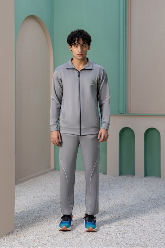 Gray Momentum Tracksuit | Imported Scuba Fabric | 4-Way Stretch