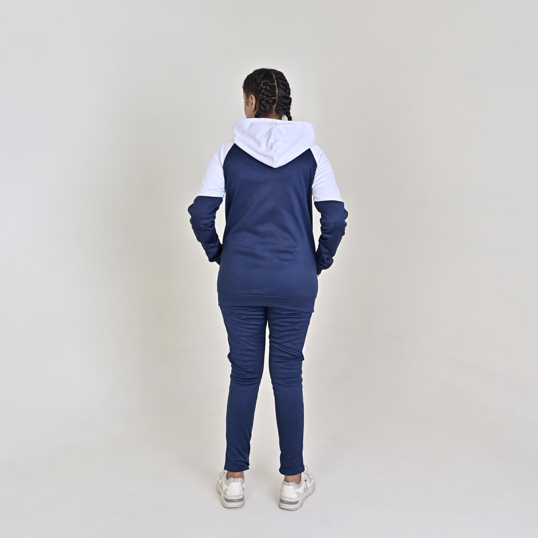 KF White & Blue Full Sleeves Winter Tracksuit - Female