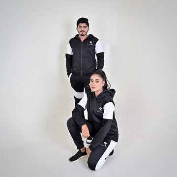 KF Black & White Full Sleeves Winter Tracksuit