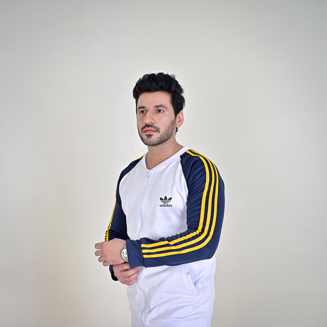 ADI White & Blue Full Sleeves Winter Tracksuit