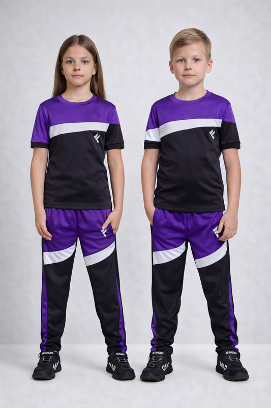 KF Purple White & Black Kids Dri-Fit Tracksuit