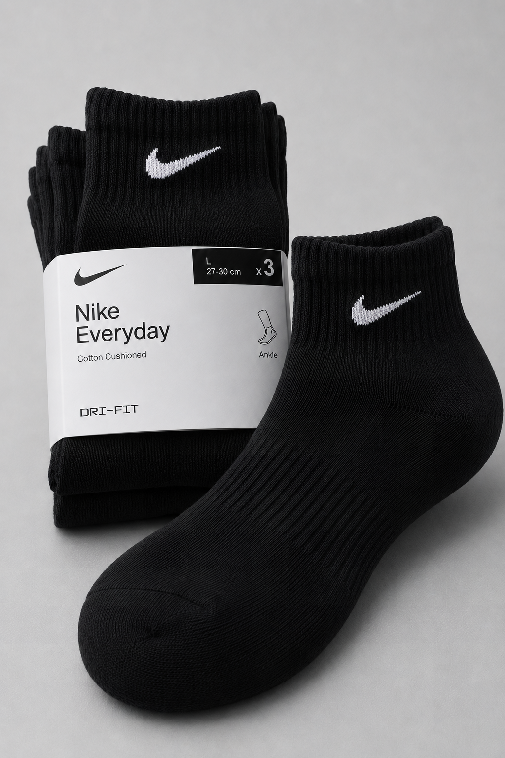 Nike black adult ankle socks pack of 3 - image 3
