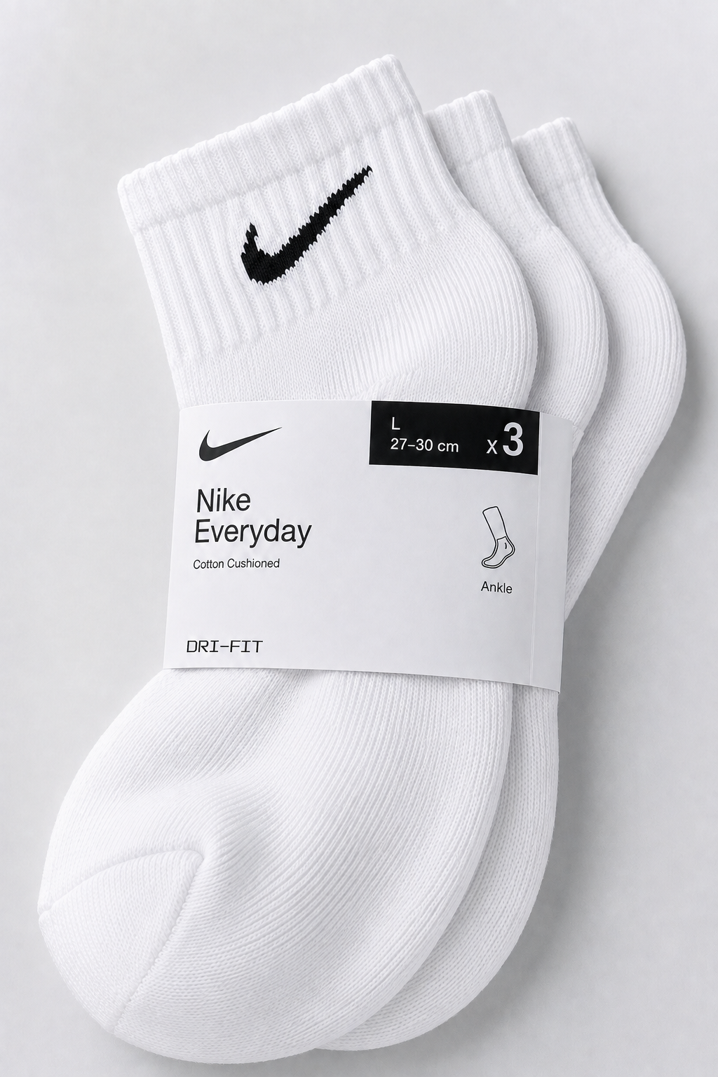 Nike white adult ankle socks pack of 3 - image 3