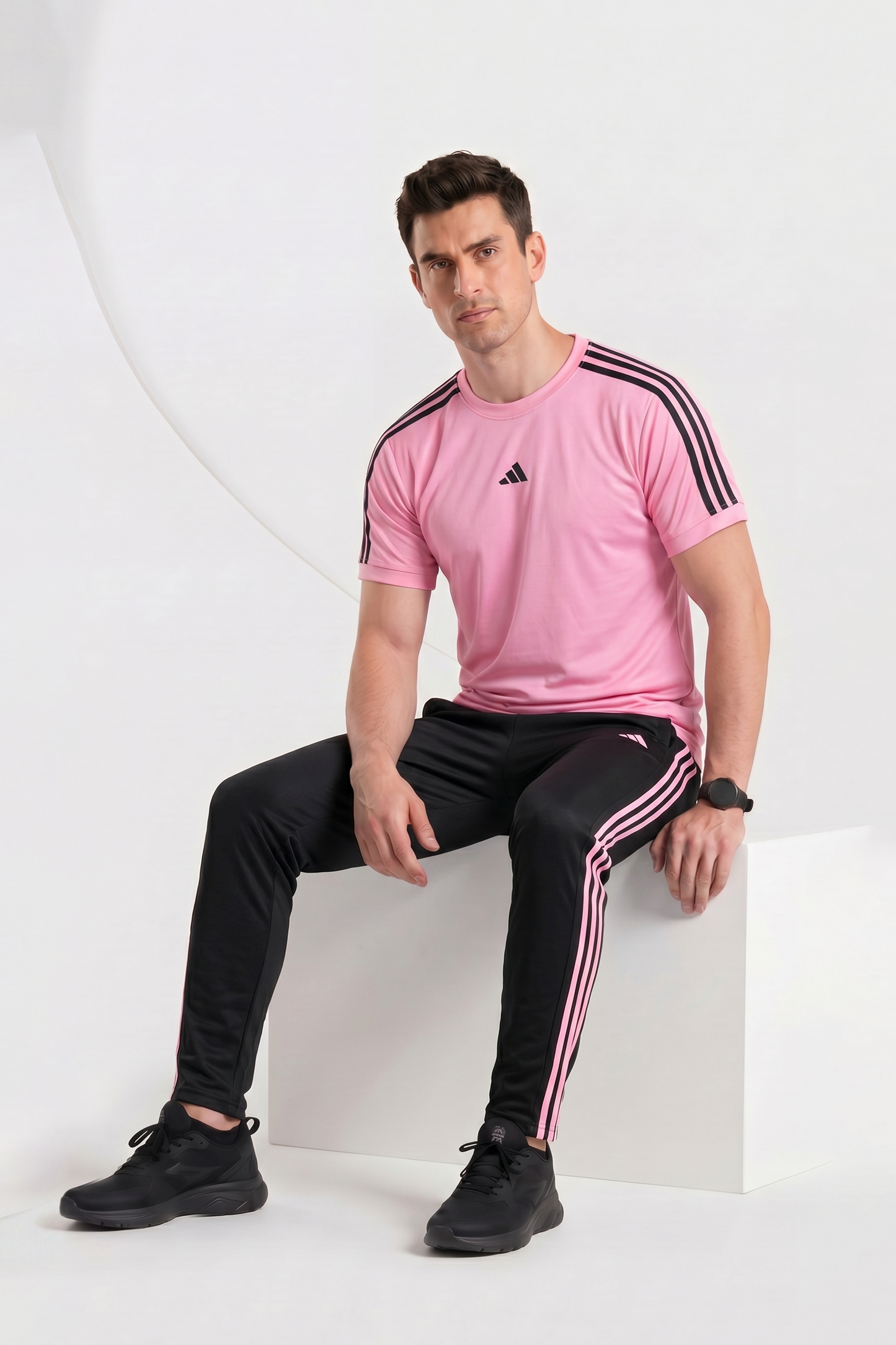 Adi Pink and Black Ultra Soft Dri-Fit Tracksuit
