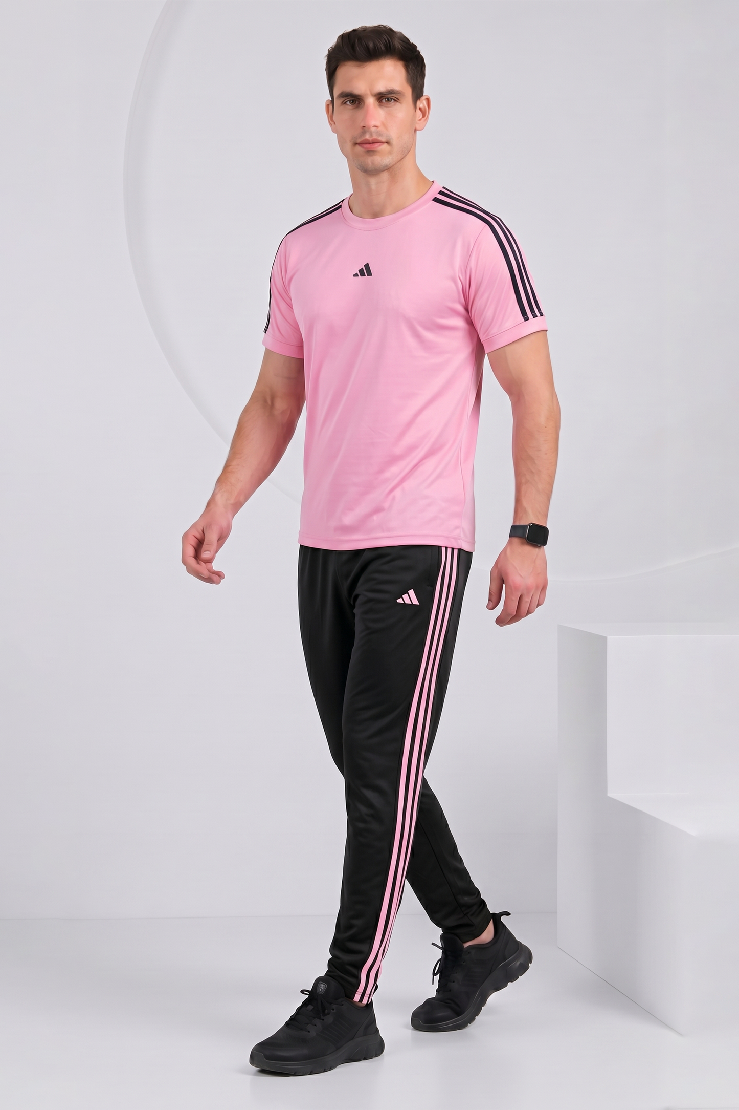 Adi Pink and Black Ultra Soft Dri-Fit Tracksuit