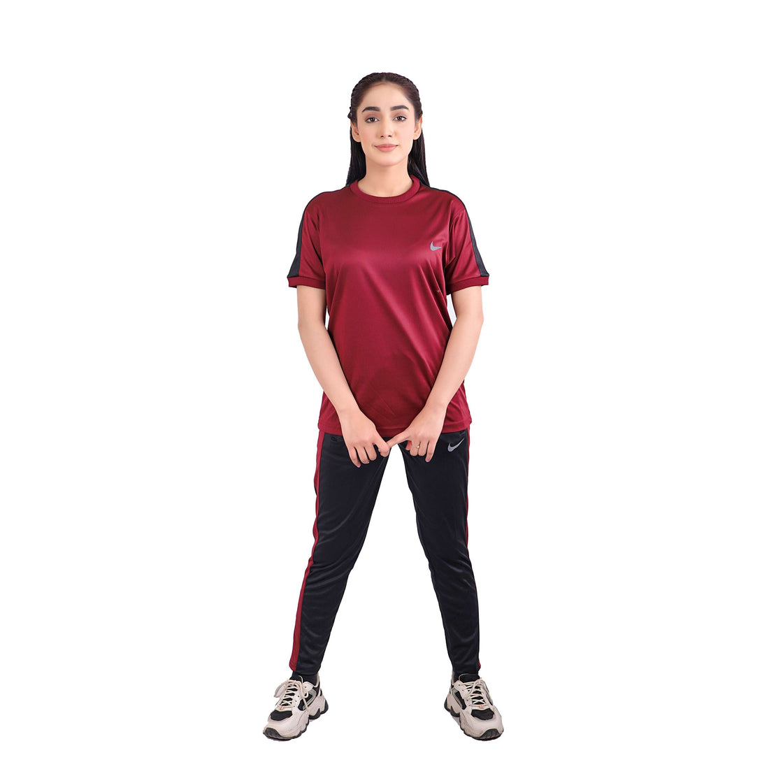 Nik Maroon & Black Dri-Fit Tracksuit - L