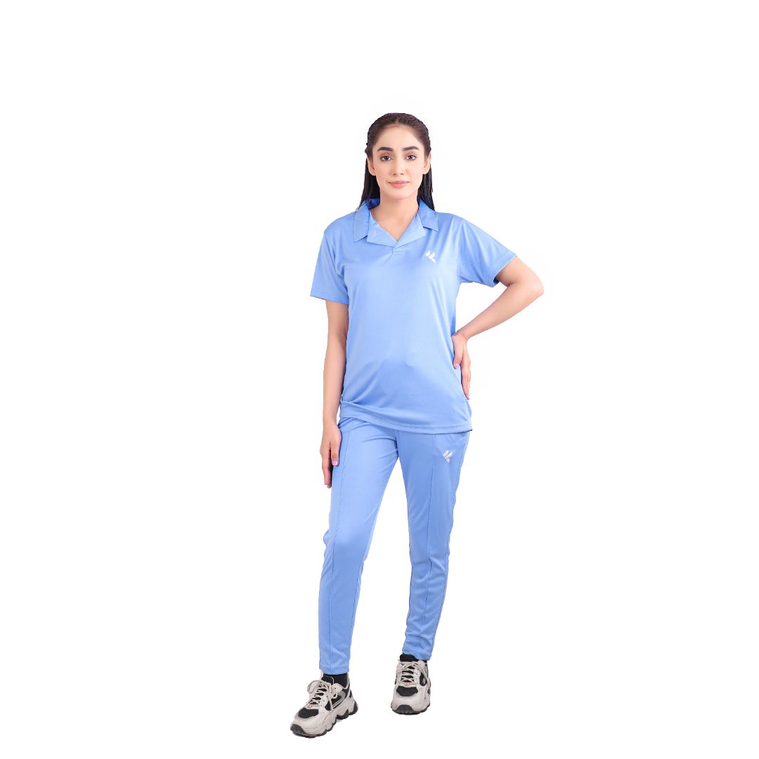 KF Sky Blue With Collar Style Dri-Fit Tracksuit - L