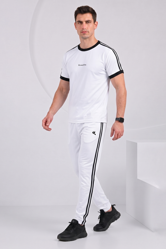KF White with Black stripes Ultra Soft Dri-Fit Tracksuit