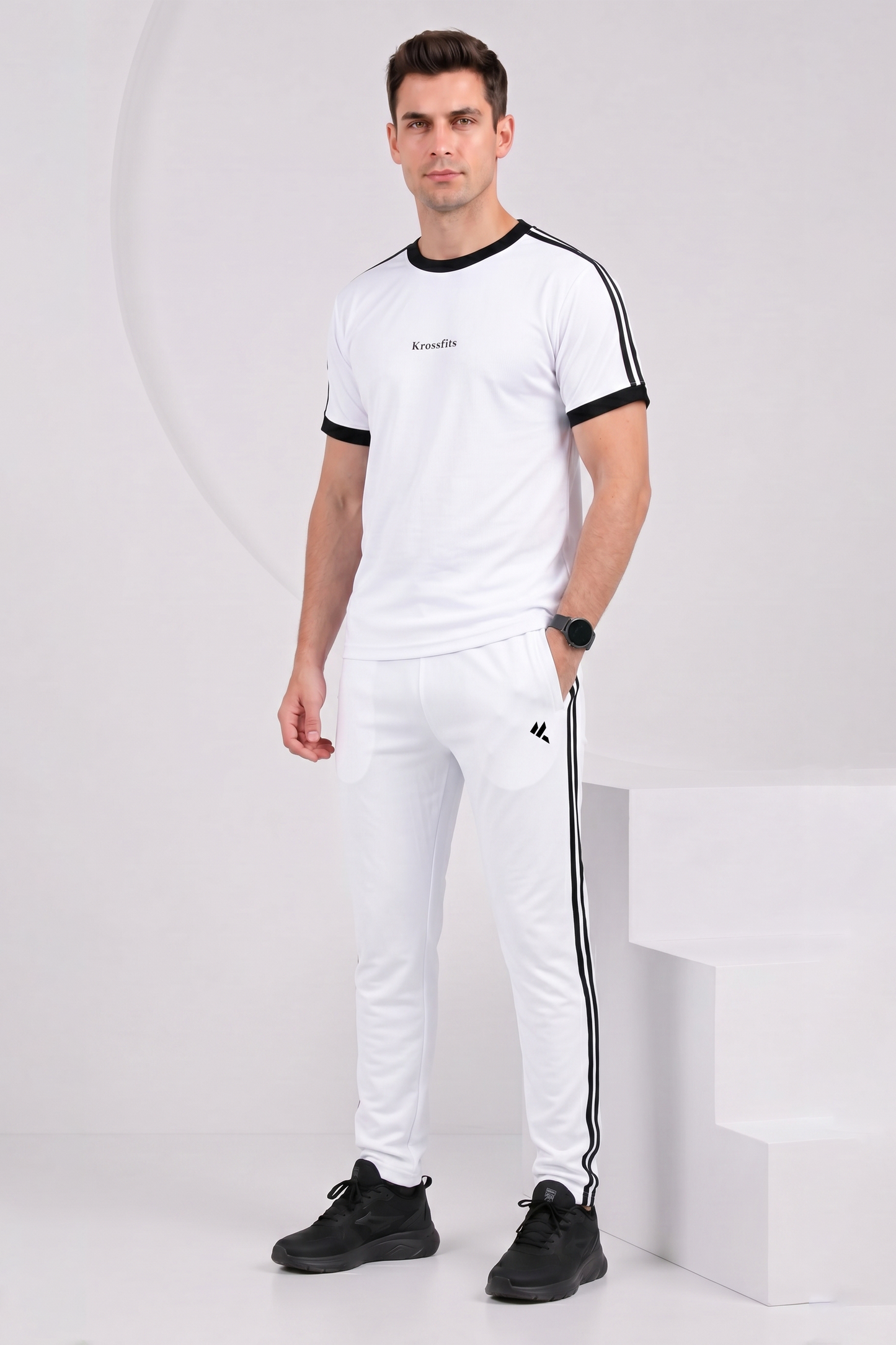 KF White with Black stripes Ultra Soft Dri-Fit Tracksuit